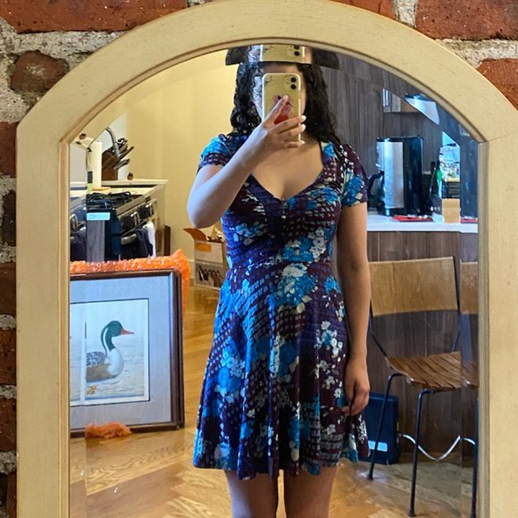 Free People Dress Blue and Flower Gingham - Picture 2 of 2